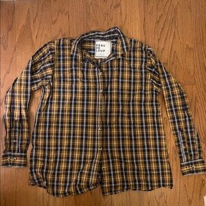 Peau De Loup Women's Yellow Plaid Button-Up Shirt